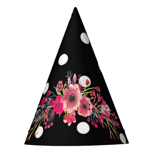 Bloemen zwarte poka stipt moderne mode feesthoedjes (Voorkant)