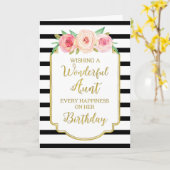  Bloemen Zwarte Strepen Tante Verjaardag Kaart (Gele Bloem)