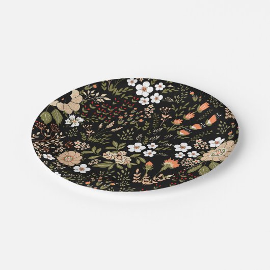 Bloemen Zwarte Wilde Bloemen Botanische Bloemen Hu Papieren Bordje (Gekanteld)