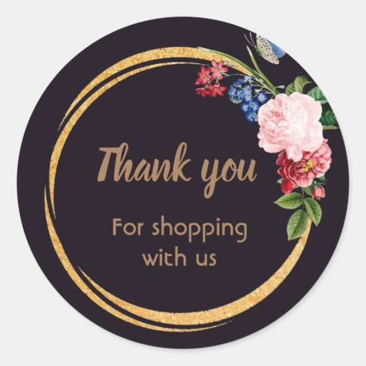 Bloemen zwarte zakelijke stickers (Voorkant)