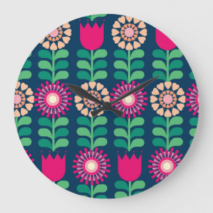Bloemenachtergrond,  artistieke illustratie. grote klok