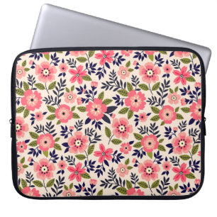 bloemenachtergrond, ditsy roze bloemetjes. laptop sleeve