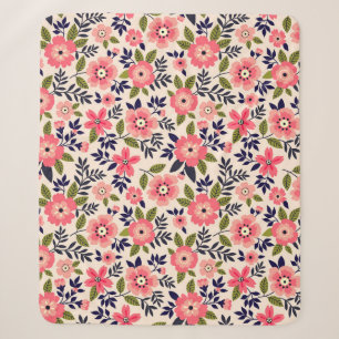  bloemenachtergrond, ditsy roze bloemetjes. sherpa deken