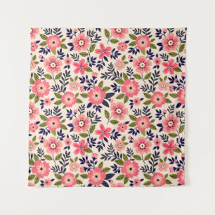 bloemenachtergrond, ditsy roze bloemetjes. wandkleed
