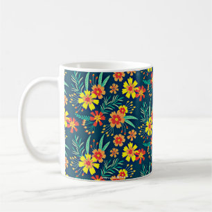 Bloemenachtergrond mooi ontwerp koffiemok
