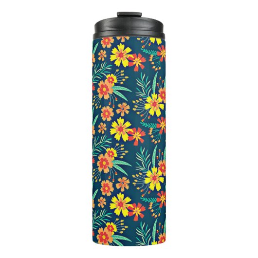 Bloemenachtergrond mooi ontwerp thermosbeker (Voorkant)