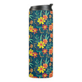 Bloemenachtergrond mooi ontwerp thermosbeker (Gedraaid links)