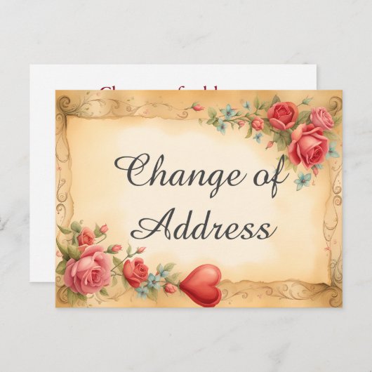 Bloemenachtergrond Swirl Stijlvolle adreswijziging Aankondigingskaart (Voorkant / Achterkant)