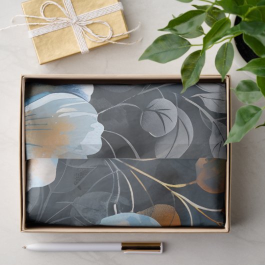 Bloemenachtergrond van blauwe perzikkleuren Decoup Tissuepapier (Geschenk)