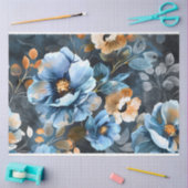 Bloemenachtergrond van blauwe perzikkleuren Decoup Tissuepapier (Craft)