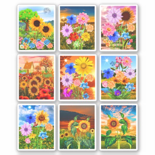 Bloemenafbeeldingen - Kawaii lente stickers (Voorkant)