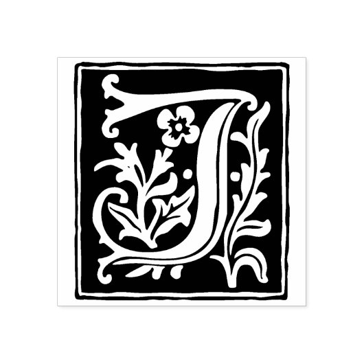 Bloemenalfabet letter J  typografie Rubberstempel (Afrduk)