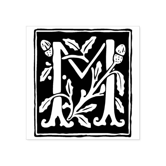 Bloemenalfabet letter M  typografie Rubberstempel (Afrduk)