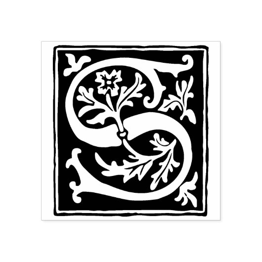 Bloemenalfabet letter S  typografie Rubberstempel (Afrduk)