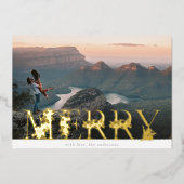 bloemenalfabet MERRY Christmas Photo Gold Folie Feestdagenkaart (Voorkant)