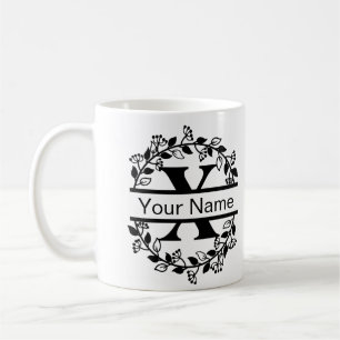 Bloemenalfabet met naam Custom Monogram Koffiemok