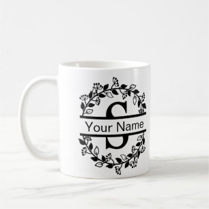 Bloemenalfabet met naam Custom Monogram Koffiemok