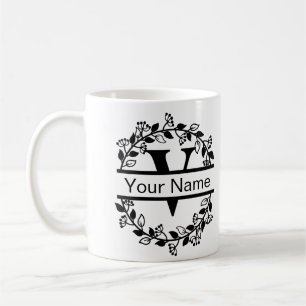 Bloemenalfabet met naam Custom Monogram Koffiemok