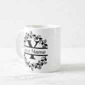 Bloemenalfabet met naam Custom Monogram Koffiemok (Voorkant links)