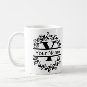 Bloemenalfabet met naam Custom Monogram Koffiemok