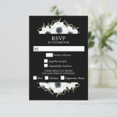 Bloemenanemonen Zwart-wit bruiloft RSVP Kaartje (Staand voorkant)