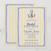 Bloemenanker geel gestreept Vrijgezellenfeest Kaart (Voorkant / Achterkant)