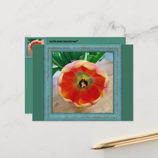 Bloemenansichtkaart Briefkaart (Voorkant / Achterkant in situ)