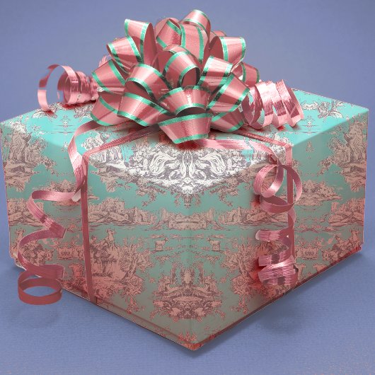  bloemenaqua blauw toile de jouy cadeaupapier