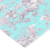 bloemenaqua blauw toile de jouy korte tafelloper (Hoek)