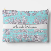  bloemenaqua blue toile de jouy monogram etui (Voorkant)