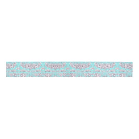 bloemenaqua blue toile de jouy monogram grosgrain lint (Voorkant)