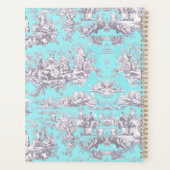  bloemenaqua blue toile de jouy monogram planner (Achterkant)