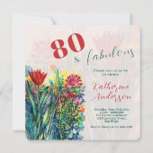 Bloemenaquarel – 80 & Fabulous Verjaardag Kaart (Voorkant)