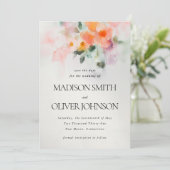 Bloemenaquarel Elegant Romantisch Botanisch Save The Date (Staand voorkant)