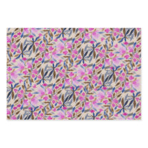 Bloemenaquarel in roze Venetiaans blauw ceder