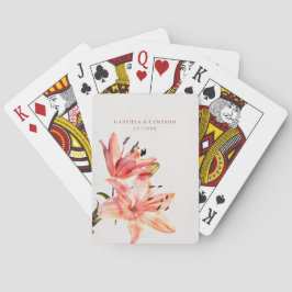 Bloemenaquarel Lelien Terracotta Pokerkaarten