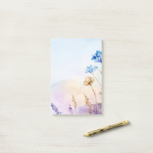 Bloemenaquarel notitieblok post-it® notes (Op bureau)