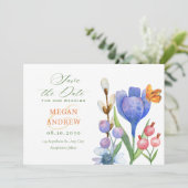 Bloemenaquarel Save The Date (Staand voorkant)