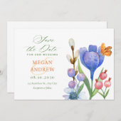 Bloemenaquarel Save The Date (Voorkant / Achterkant)