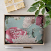 Bloemenarrangement pioenen op aqua stof tissuepapier (Geschenk)