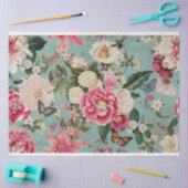 Bloemenarrangement pioenen op aqua stof tissuepapier (Craft)