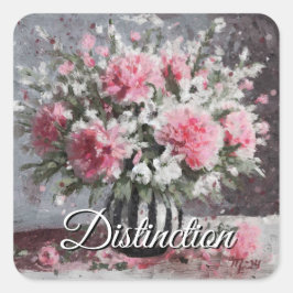 Bloemenarrangement Roze Anjer Bloemen in Vaas Vierkante Sticker