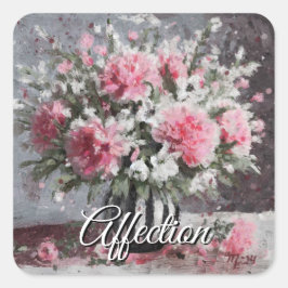 Bloemenarrangement Roze Anjer Bloemen in Vaas Vierkante Sticker