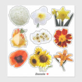 Bloemenassortiment in wit geel Sinaasappel Sticker (Vel)