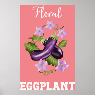 Bloemenaubergine illustratie poster