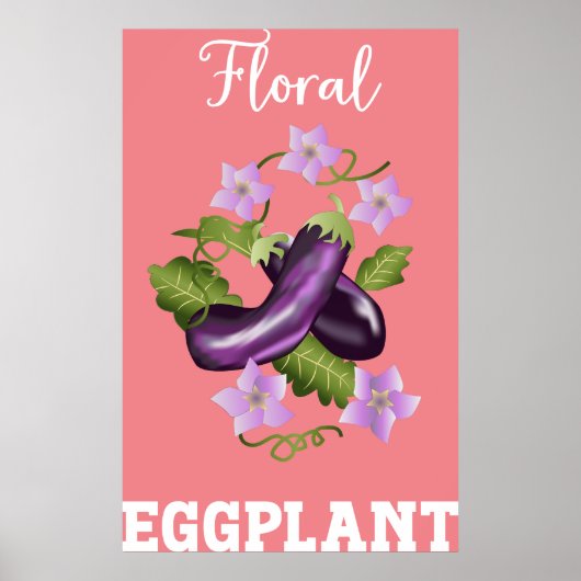 Bloemenaubergine illustratie poster (Voorkant)