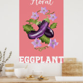 Bloemenaubergine illustratie poster (Keuken)