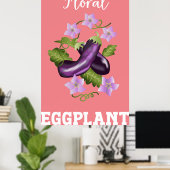 Bloemenaubergine illustratie poster (Thuiskantoor)