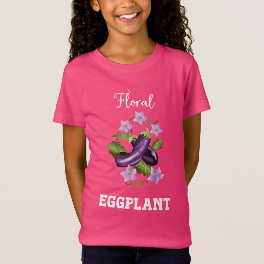 Bloemenaubergine illustratie t-shirt (Voorkant)