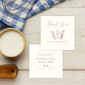 Bloemenbakkerij gebak Chef Baking Utensil Dank u Vierkante Visitekaartje